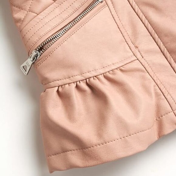 URBAN REPUBLIC Girls Leather Jacket - Faux Leather Full Zip Motorcycle Jacket - Picture 4 of 4